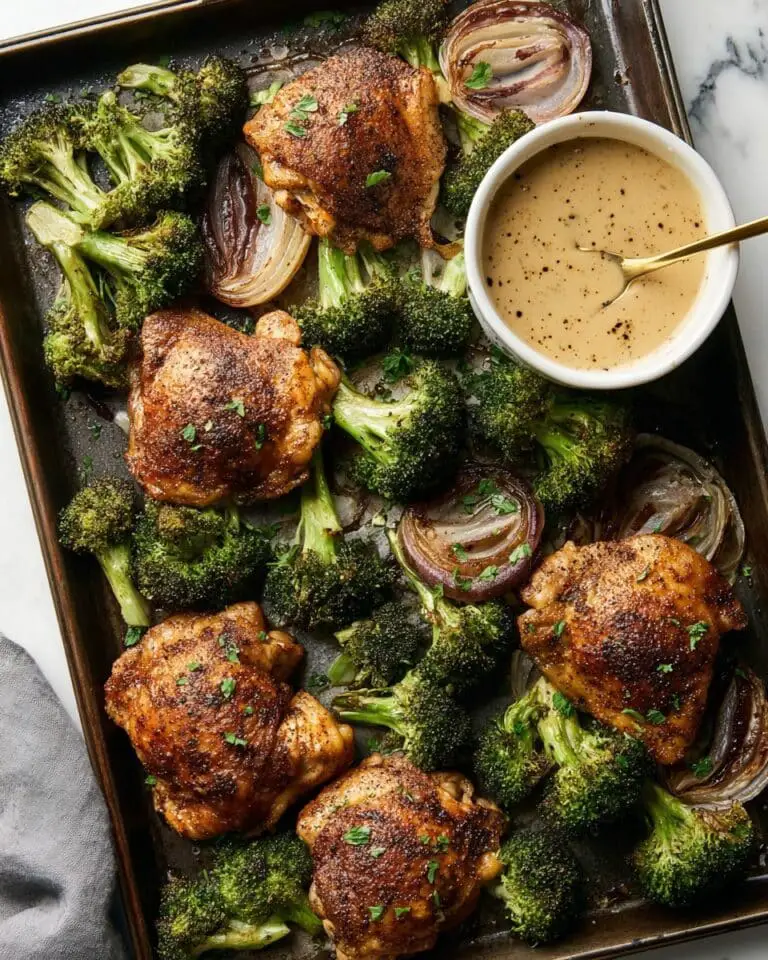 Sheet Pan Chicken Thighs with Broccoli and Honey-Mustard Sauce Recipe