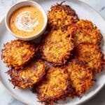 Baked Vegan Sweet Potato Hash Browns with Spicy Sriracha Dipping Sauce Recipe