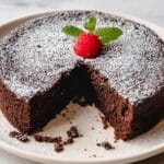 Vegan Flourless Chocolate Cake with Raspberry Sauce Recipe