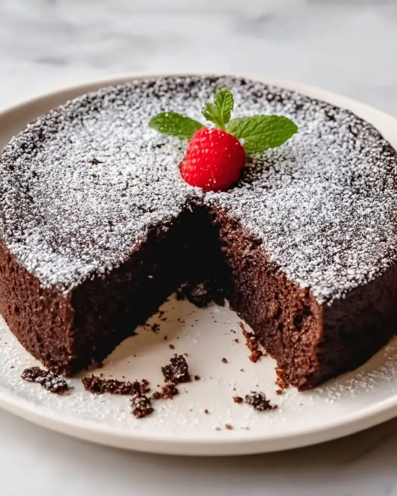 Vegan Flourless Chocolate Cake with Raspberry Sauce Recipe