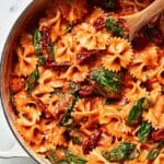 Bow Tie Pasta with Creamy Sun-Dried Tomato and Spinach Sauce Recipe