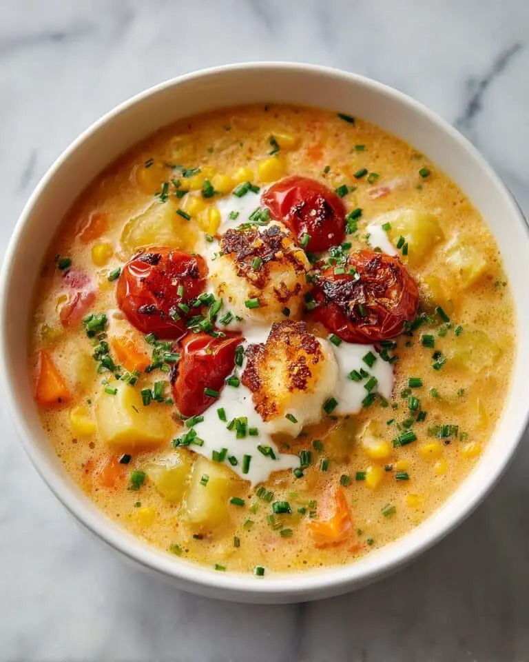 Sun Dried Tomato Corn Chowder with Goat Cheese Croutons Recipe