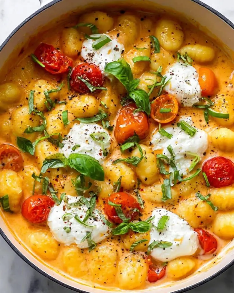 30-Minute Creamy Tomato Gnocchi with Burrata Recipe