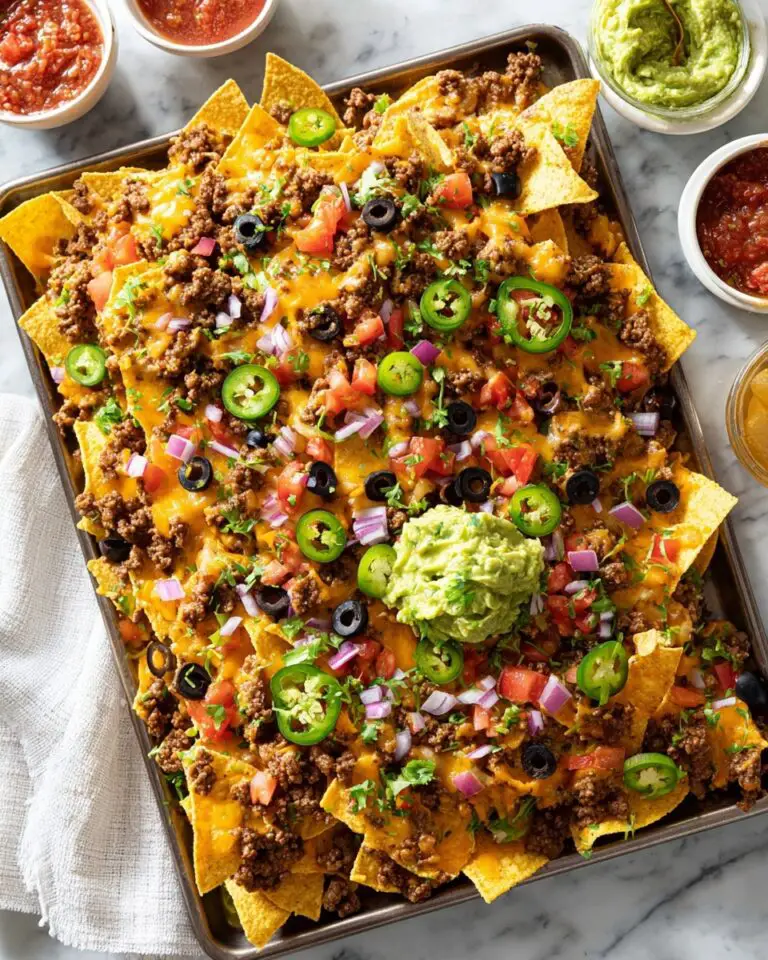 Loaded Beef Nachos with Fresh Vegetables and Guacamole Recipe